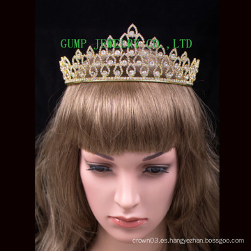 Corona de cristal plateada oro de la tiara del rhinestone